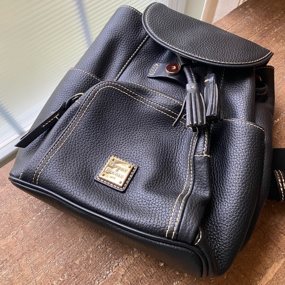 Dooney & Bourke Black Pebbled Leather Backpack “Murphy” medium